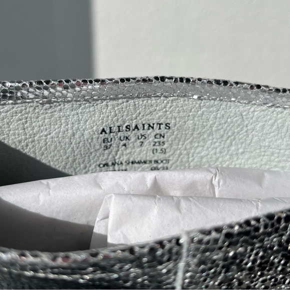 ALLSAINTS Pointed Metallic Heeled Boots - Picture 9 of 9